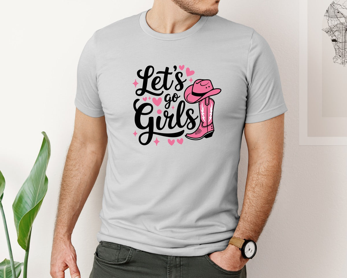 brand:Bella Canvas|color:Sports Grey / Athletic Heather|Lets Go Girls Western Cowgirl Graphic T-Shirt