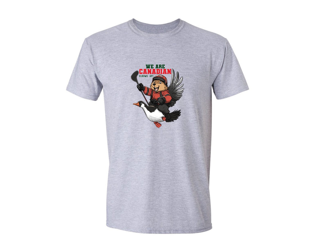brand:Generic|color:Sports Grey / Athletic Heather|We Are Canada Elbows Up Graphic T-Shirt