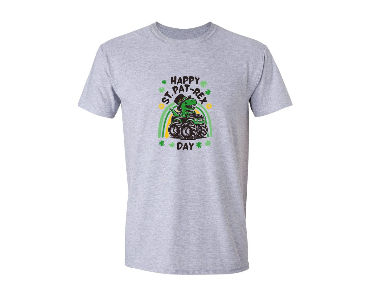 brand:Generic|color:Sports Grey / Athletic Heather|St Patricks Day Dinosaur Graphic T-Shirt
