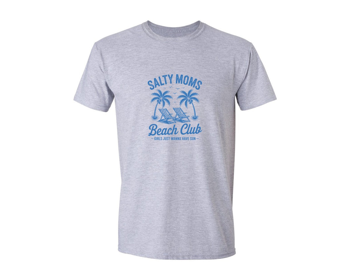 brand:Generic|color:Sports Grey / Athletic Heather|Salty Moms Summer Beach Club Sublimtion Graphic T-Shirt