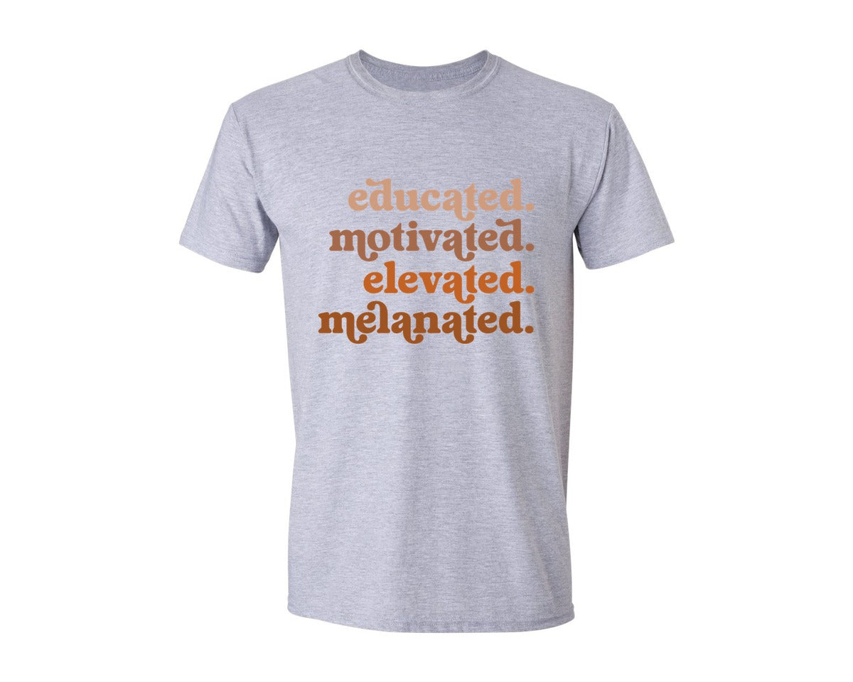 brand:Generic|color:Sports Grey / Athletic Heather|Educated Motivated Melanated Sweatshirt Graphic T-Shirt