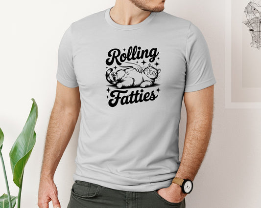 Rolling Fatties Cat Funny Smoking Graphic T-Shirt
