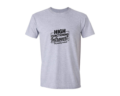 brand:Generic|color:Sports Grey / Athletic Heather|High Functioning Introvert Funny Handw Graphic T-Shirt