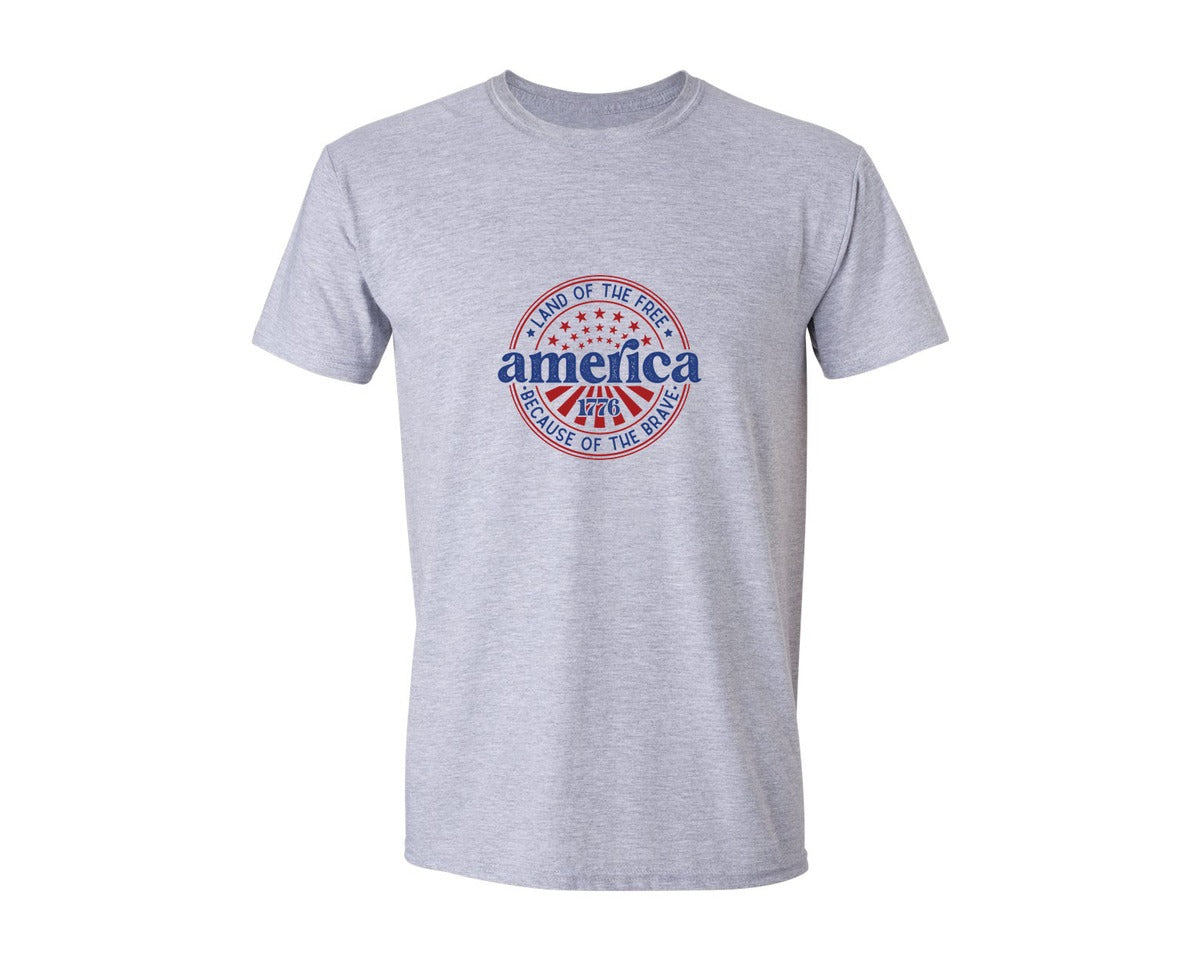 brand:Generic|color:Sports Grey / Athletic Heather|America 1776 Land 4Th Of July Graphic T-Shirt