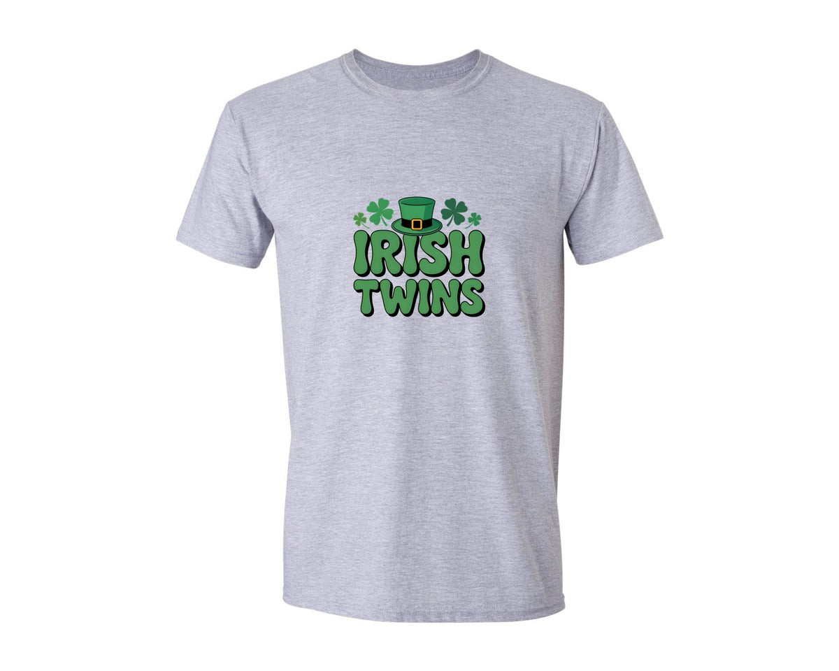 brand:Generic|color:Sports Grey / Athletic Heather|St Paddys Day Irish Twins Graphic T-Shirt