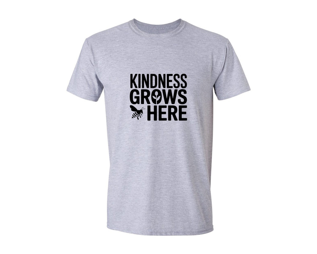 brand:Generic|color:Sports Grey / Athletic Heather|Kindness Grows Here Bee Ai Graphic T-Shirt