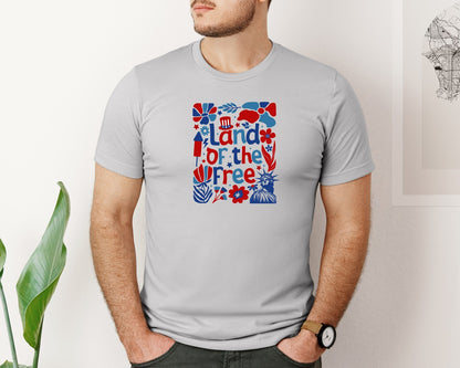 brand:Bella Canvas|color:Sports Grey / Athletic Heather|Boho 4Th Of July Land Of The Free Graphic T-Shirt