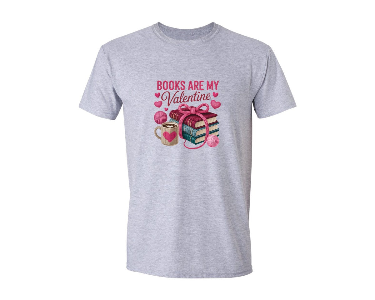 brand:Generic|color:Sports Grey / Athletic Heather|Books Are My Valentine 12 Graphic T-Shirt