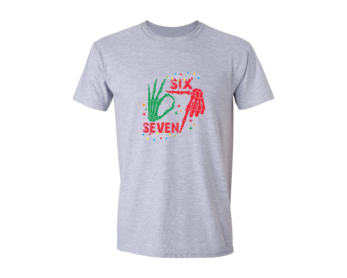 brand:Generic|color:Sports Grey / Athletic Heather|Funny 6 7 Meme Christmas Graphic T-Shirt
