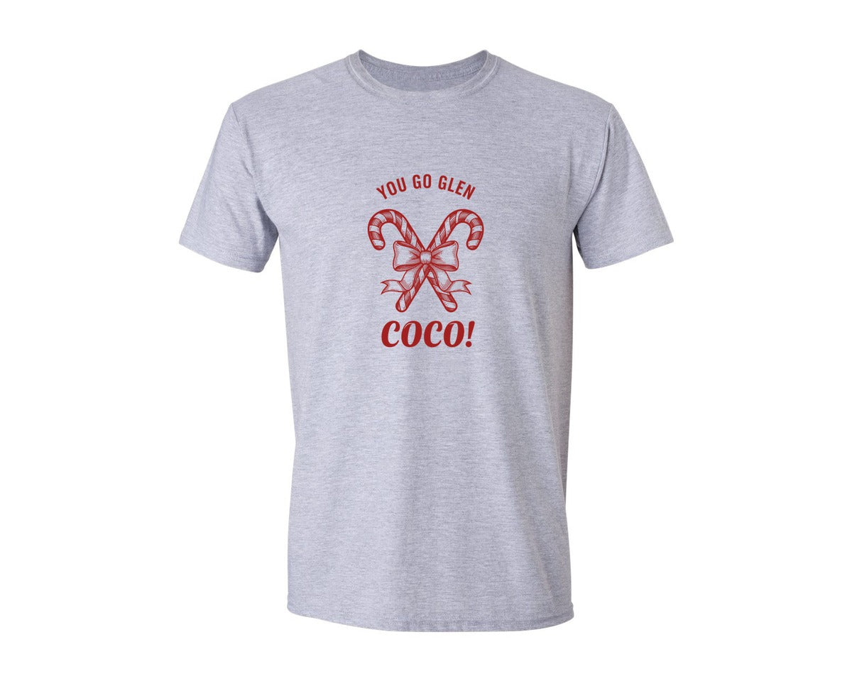 brand:Generic|color:Sports Grey / Athletic Heather|You Go Glen Coco Christmas Candy Graphic T-Shirt