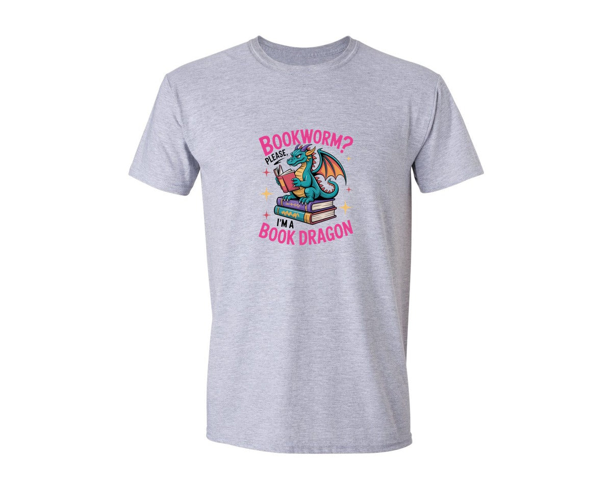 brand:Generic|color:Sports Grey / Athletic Heather|Girl Who Loves Dragons Books Graphic T-Shirt