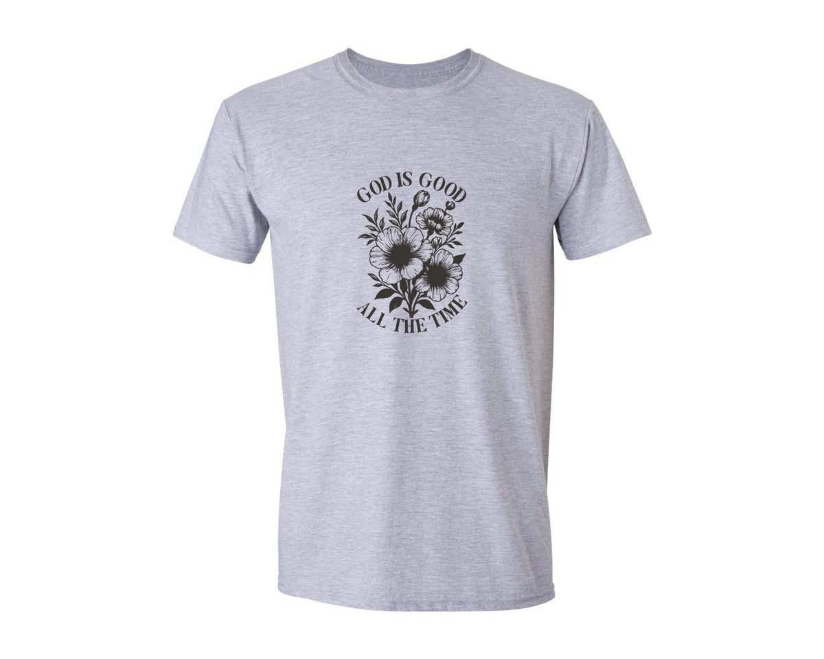 brand:Generic|color:Sports Grey / Athletic Heather|Floral Bible Verse Christian Graphic T-Shirt