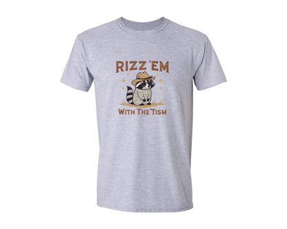 brand:Generic|color:Sports Grey / Athletic Heather|Raccoon Funny Raccoon Rizz Em Graphic T-Shirt