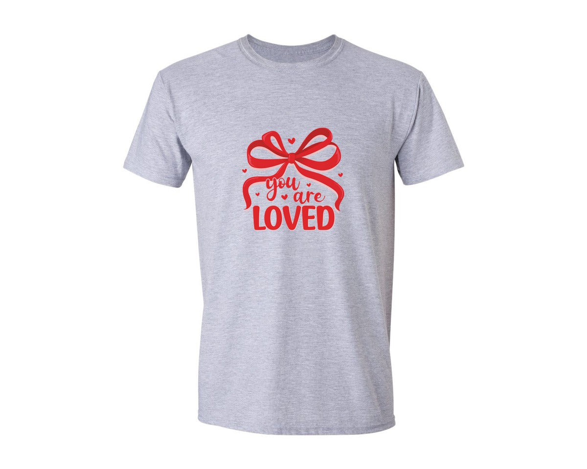 brand:Generic|color:Sports Grey / Athletic Heather|You Are Loved Christian Coquette Graphic T-Shirt