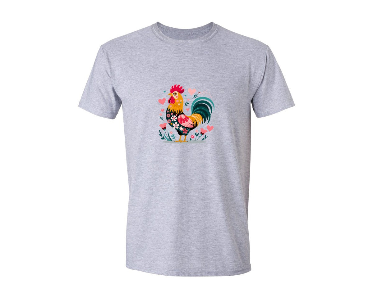 brand:Generic|color:Sports Grey / Athletic Heather|Western Floral Chicken Valentine T S 2 Graphic T-Shirt