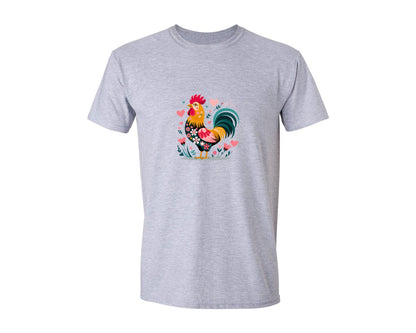 brand:Generic|color:Sports Grey / Athletic Heather|Western Floral Chicken Valentine T S 2 Graphic T-Shirt