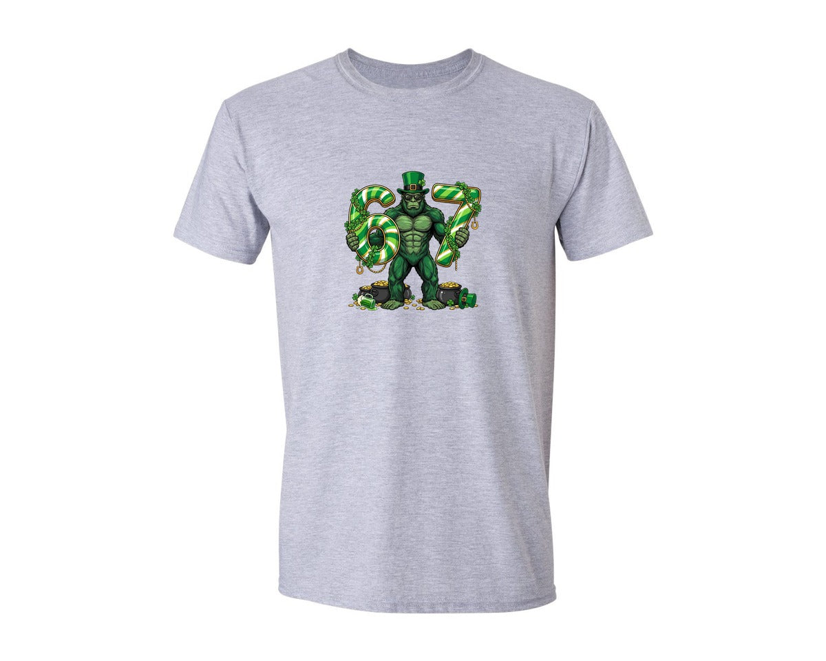 brand:Generic|color:Sports Grey / Athletic Heather|St Patricks Day Bigfoot Graphic T-Shirt