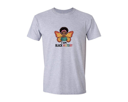 brand:Generic|color:Sports Grey / Athletic Heather|I Am Black History Girl Illustration Graphic T-Shirt