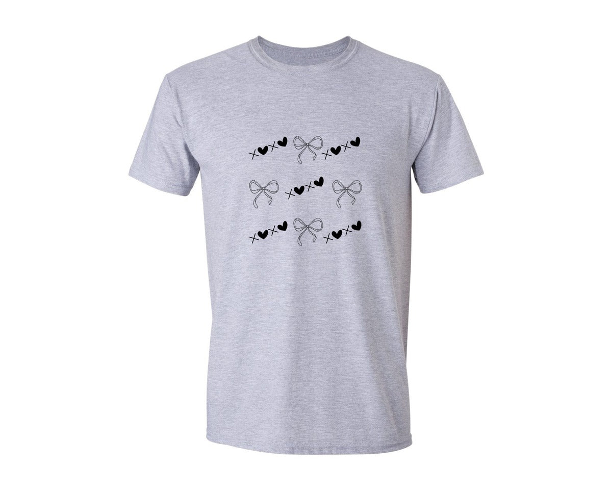 brand:Generic|color:Sports Grey / Athletic Heather|Valentine Xoxo Coquette Bow 13 Graphic T-Shirt