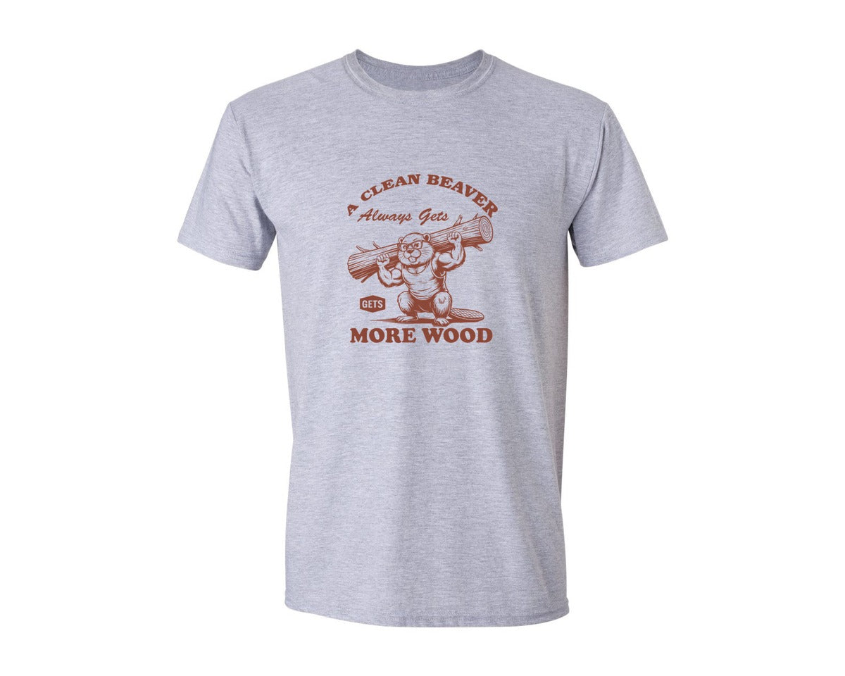 brand:Generic|color:Sports Grey / Athletic Heather|A Clean Beaver Always Gets More Wood 3 Graphic T-Shirt