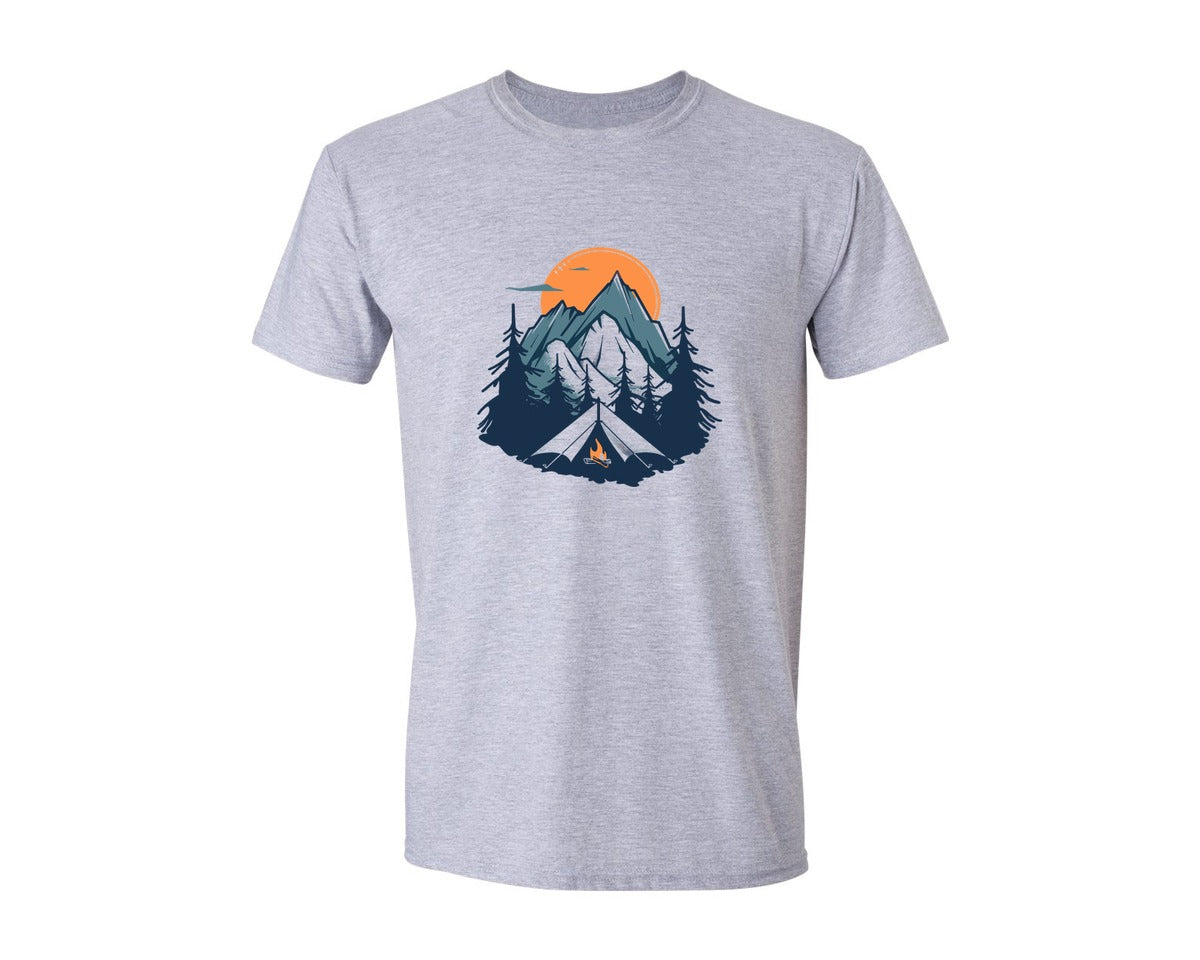 brand:Generic|color:Sports Grey / Athletic Heather|Sunset Camping Adventure T Shirt Design 8 Graphic T-Shirt