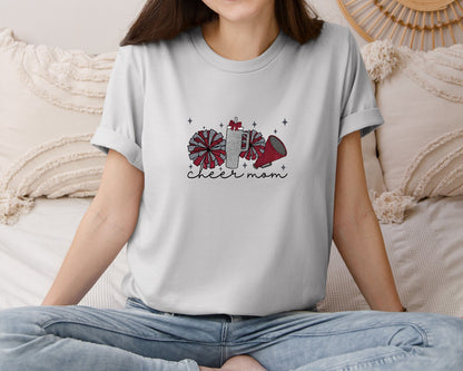 brand:Bella Canvas|color:Sports Grey / Athletic Heather|Cheer Mom Glitter Cheerleading Graphic T-Shirt