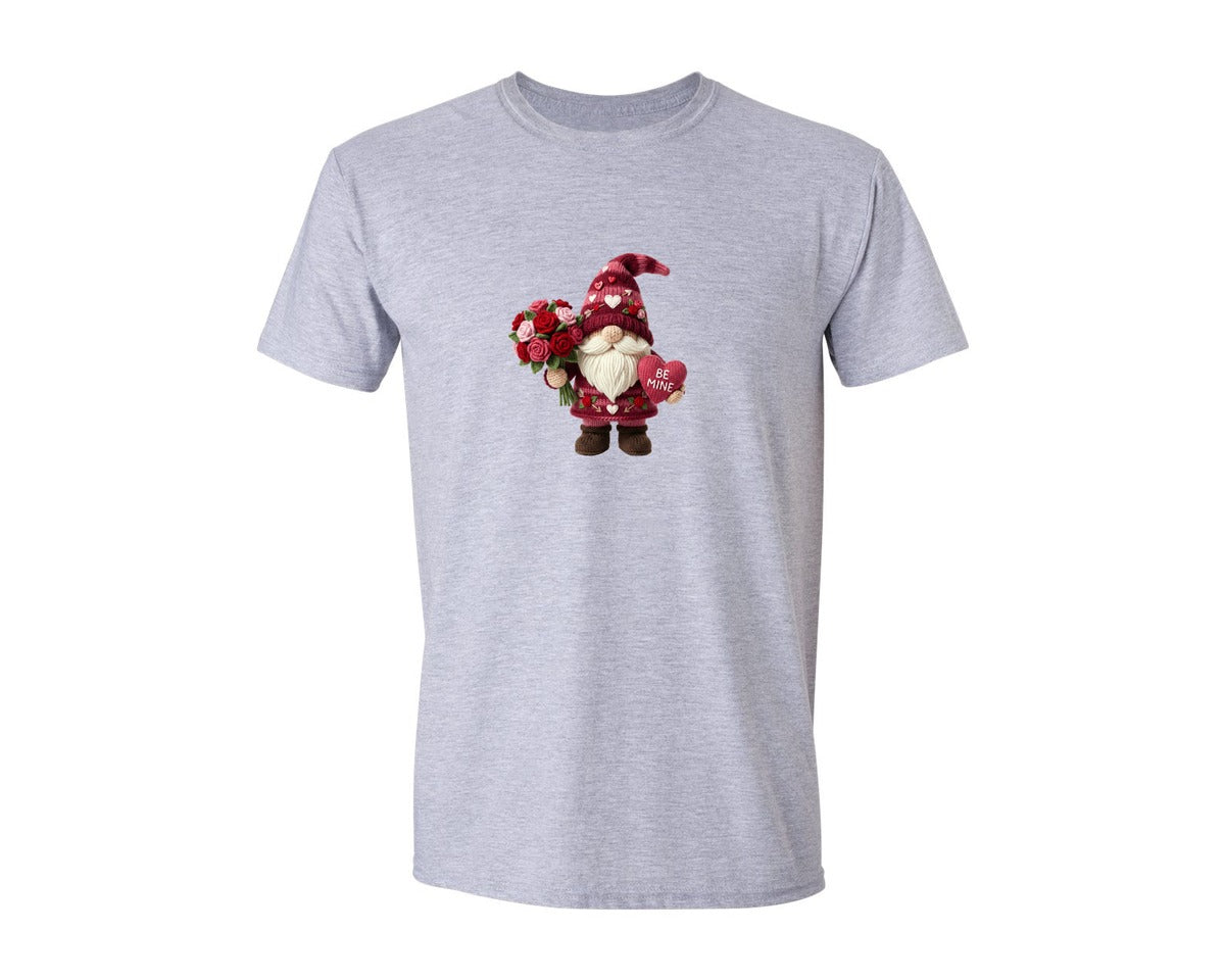brand:Generic|color:Sports Grey / Athletic Heather|Faux Yarn Knitted Valentine Gnome 2 Graphic T-Shirt