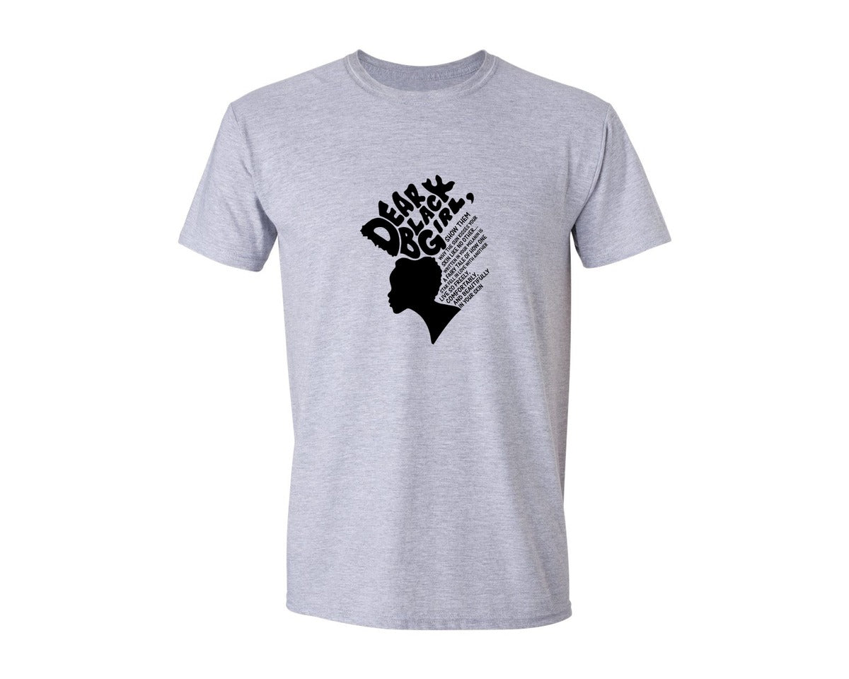 brand:Generic|color:Sports Grey / Athletic Heather|Dear Black Girl Black Pride Graphic T-Shirt