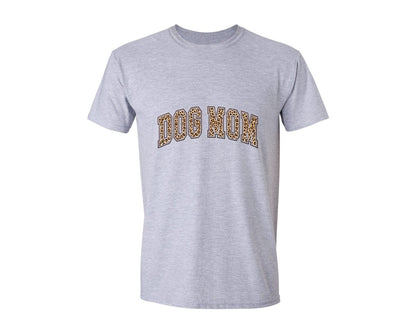 brand:Generic|color:Sports Grey / Athletic Heather|Dog Mom Leopard Retro Dog Mama Varsity Graphic T-Shirt