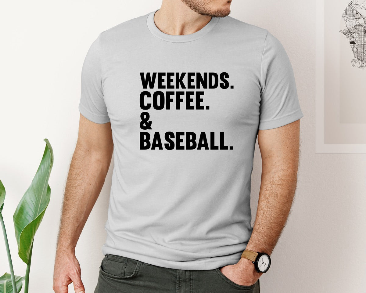 brand:Bella Canvas|color:Sports Grey / Athletic Heather|Weekends Coffee Baseball Tshirt Design Graphic T-Shirt