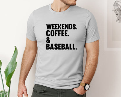 brand:Bella Canvas|color:Sports Grey / Athletic Heather|Weekends Coffee Baseball Tshirt Design Graphic T-Shirt