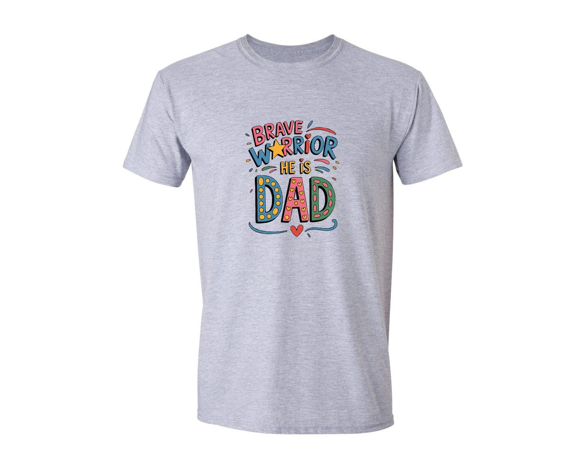 brand:Generic|color:Sports Grey / Athletic Heather|Brave Dad Colorful Cartoon Art Graphic T-Shirt