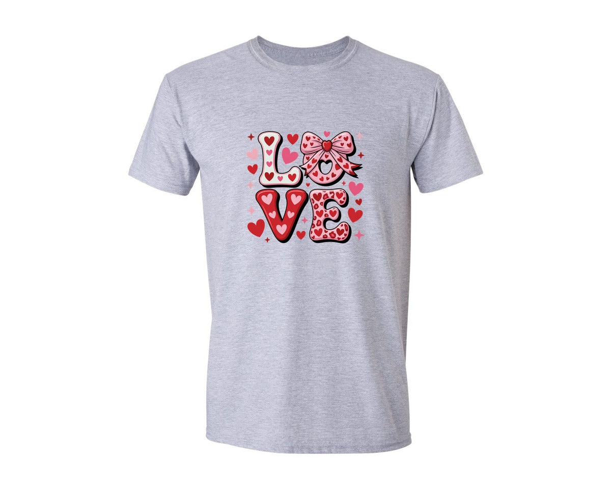 brand:Generic|color:Sports Grey / Athletic Heather|Valentines Day Love Preppy Coquette 4 Graphic T-Shirt