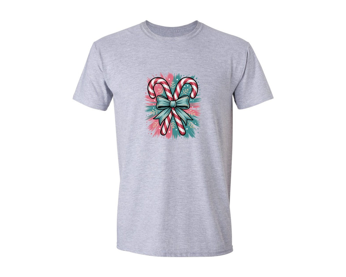 brand:Generic|color:Sports Grey / Athletic Heather|Candy Cane Brushstroke Colorful Can Graphic T-Shirt
