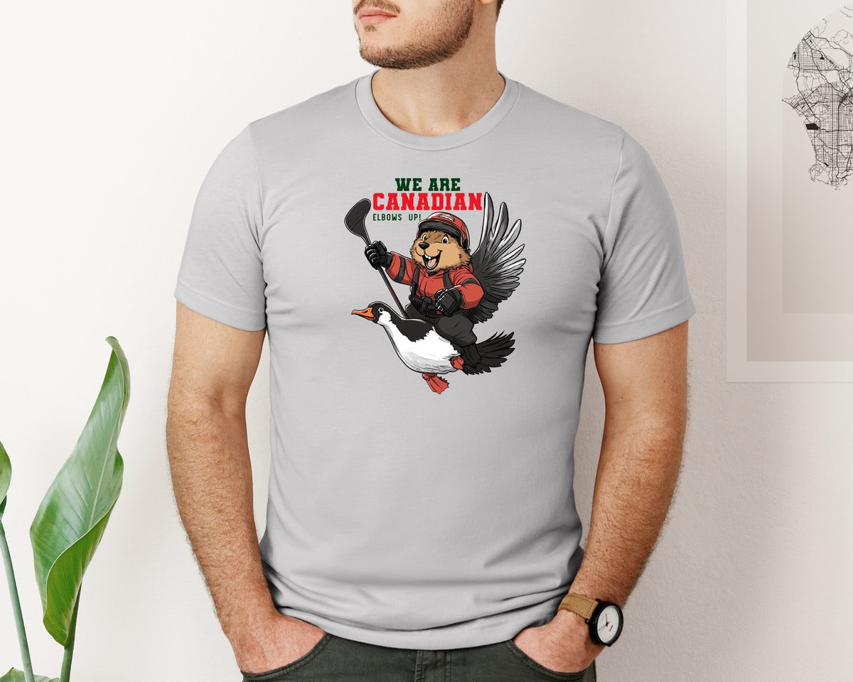 brand:Bella Canvas|color:Sports Grey / Athletic Heather|We Are Canada Elbows Up Graphic T-Shirt