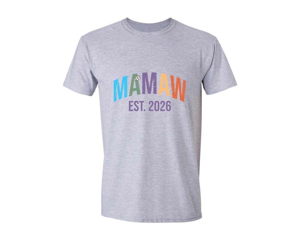 brand:Generic|color:Sports Grey / Athletic Heather|Mamaw Est 2026 Mama Lover Graphic T-Shirt