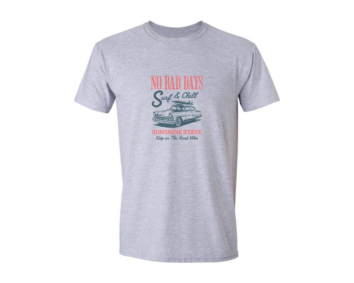 brand:Generic|color:Sports Grey / Athletic Heather|Summer No Bad Days Surf Chill Graphic T-Shirt