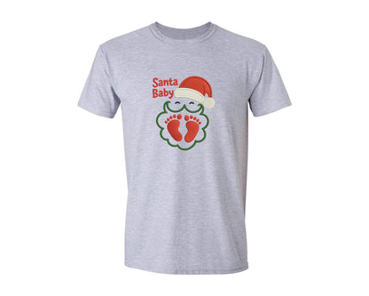 brand:Generic|color:Sports Grey / Athletic Heather|Santa Baby Embroidery Christmas Graphic T-Shirt