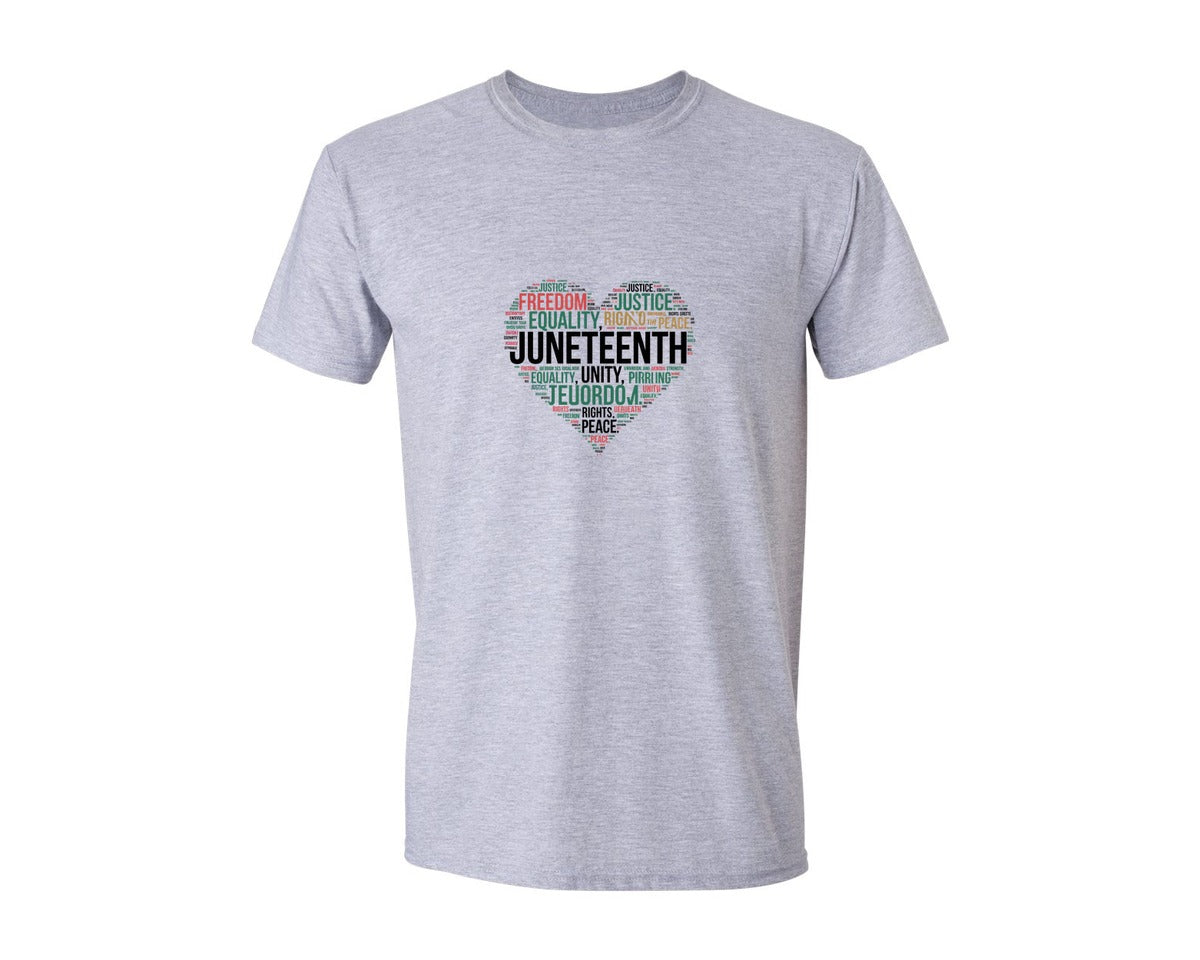 brand:Generic|color:Sports Grey / Athletic Heather|Justice Equality Freedom Heart Word Ar Graphic T-Shirt