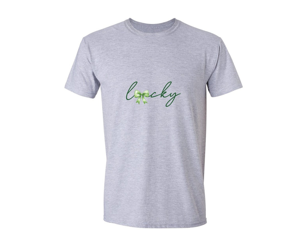 brand:Generic|color:Sports Grey / Athletic Heather|Lucky St Patricks Day Coquette 11 Graphic T-Shirt