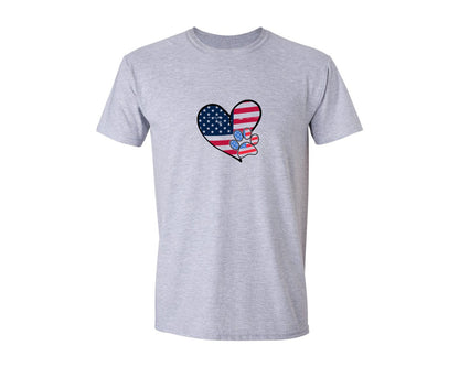 brand:Generic|color:Sports Grey / Athletic Heather|American Flag Patriotic Dog Lover Graphic T-Shirt