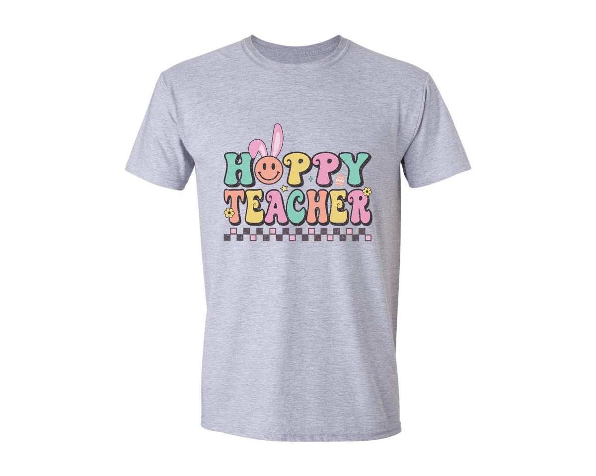 brand:Generic|color:Sports Grey / Athletic Heather|Retro Easter Teacher Pngone Hoppy Shirt Graphic T-Shirt