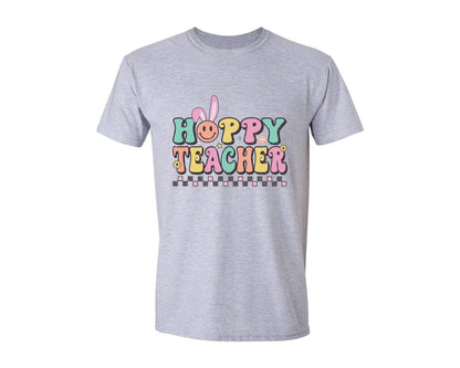 brand:Generic|color:Sports Grey / Athletic Heather|Retro Easter Teacher Pngone Hoppy Shirt Graphic T-Shirt