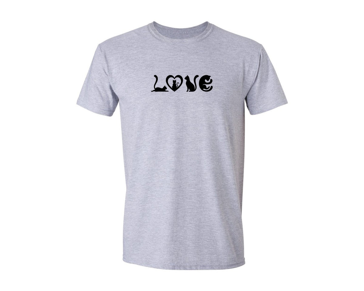 brand:Generic|color:Sports Grey / Athletic Heather|Black Cat Shapes Forming Love Graphic Graphic T-Shirt