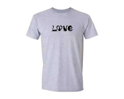 brand:Generic|color:Sports Grey / Athletic Heather|Black Cat Shapes Forming Love Graphic Graphic T-Shirt