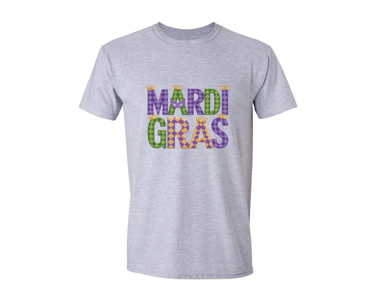 brand:Generic|color:Sports Grey / Athletic Heather|Mardi Gras Festive Des Graphic T-Shirt