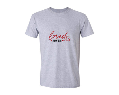 brand:Generic|color:Sports Grey / Athletic Heather|Loved John 316 Christian Valentine 8 Graphic T-Shirt