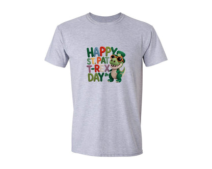 brand:Generic|color:Sports Grey / Athletic Heather|Faux Yarn Happy St Patricks T Rex Graphic T-Shirt