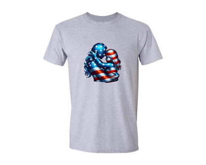brand:Generic|color:Sports Grey / Athletic Heather|American Mother Daughter 4Th Of July Graphic T-Shirt