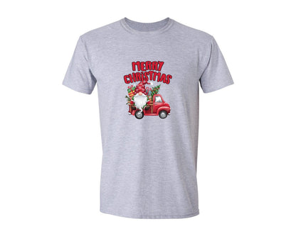 brand:Generic|color:Sports Grey / Athletic Heather|Merry Christmas Red Vintage Truck Gnome Graphic T-Shirt